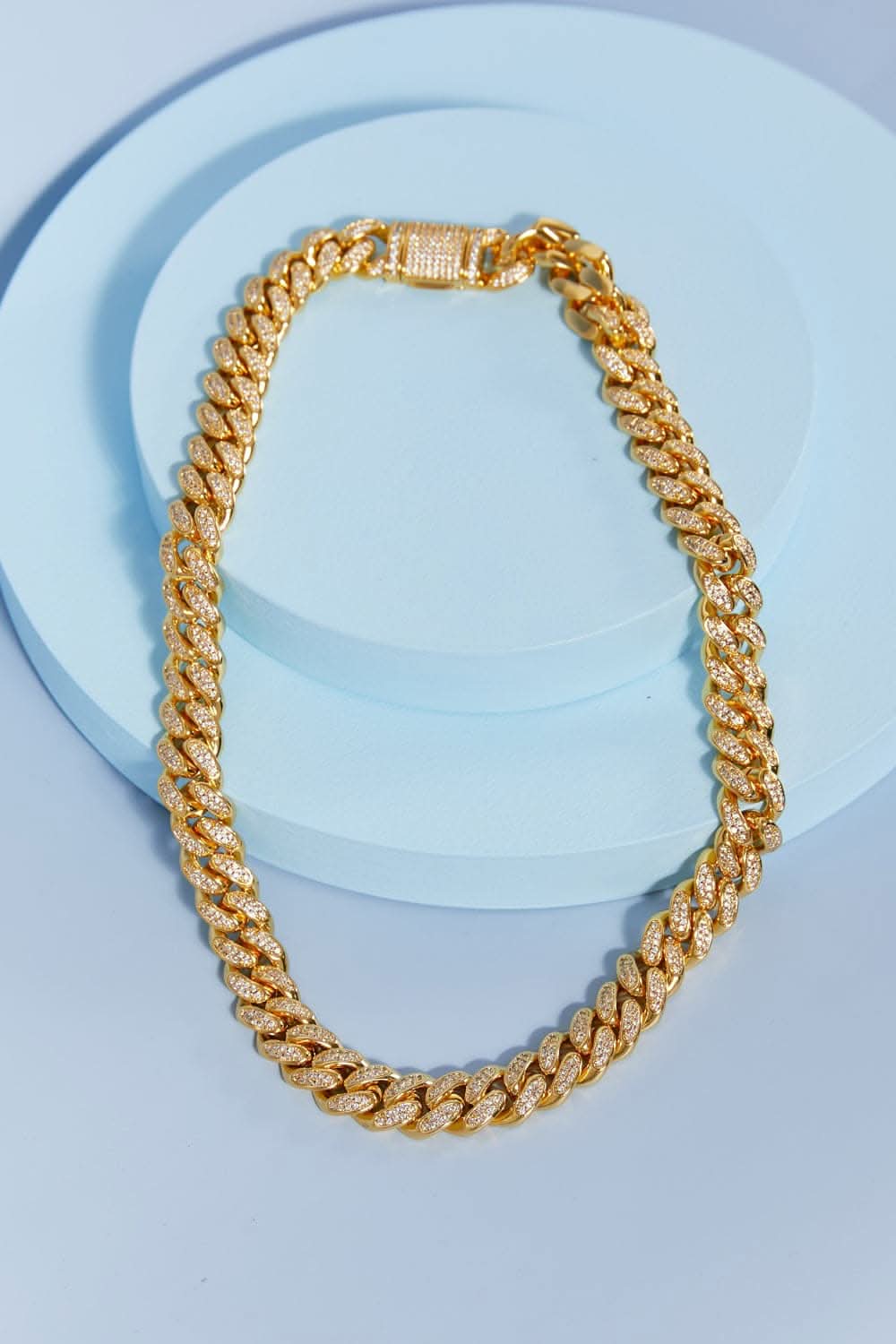 Brass curb chain necklace with cz accents - Love Salve